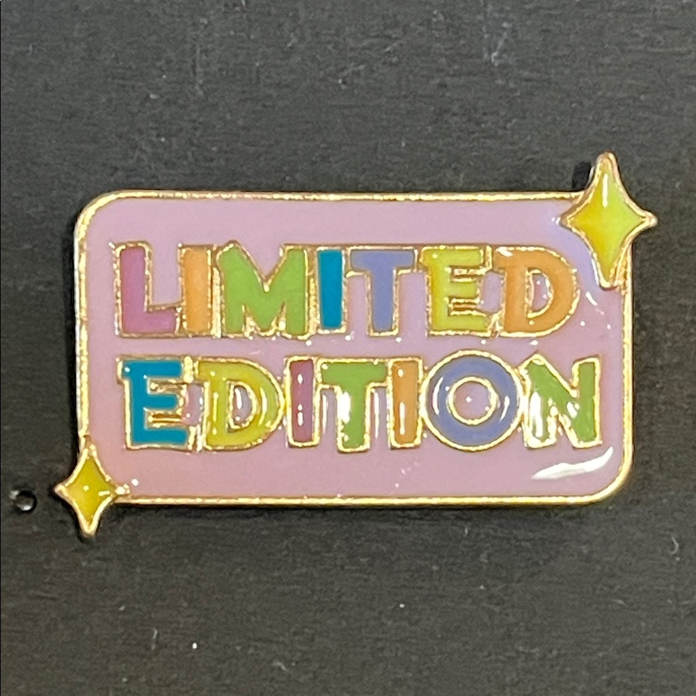 "Limited Edition" Rainbow Enamel Pin - Pink Background